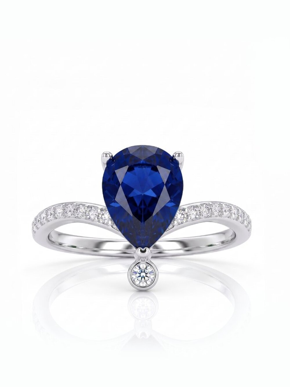 Blue Sapphire Pear Cut Gemstone ring, 925 Sterling Silver Charmed Aroma